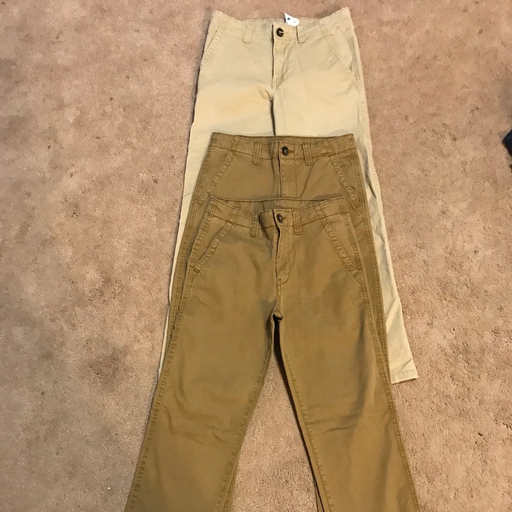 Khaki pants and jeans.